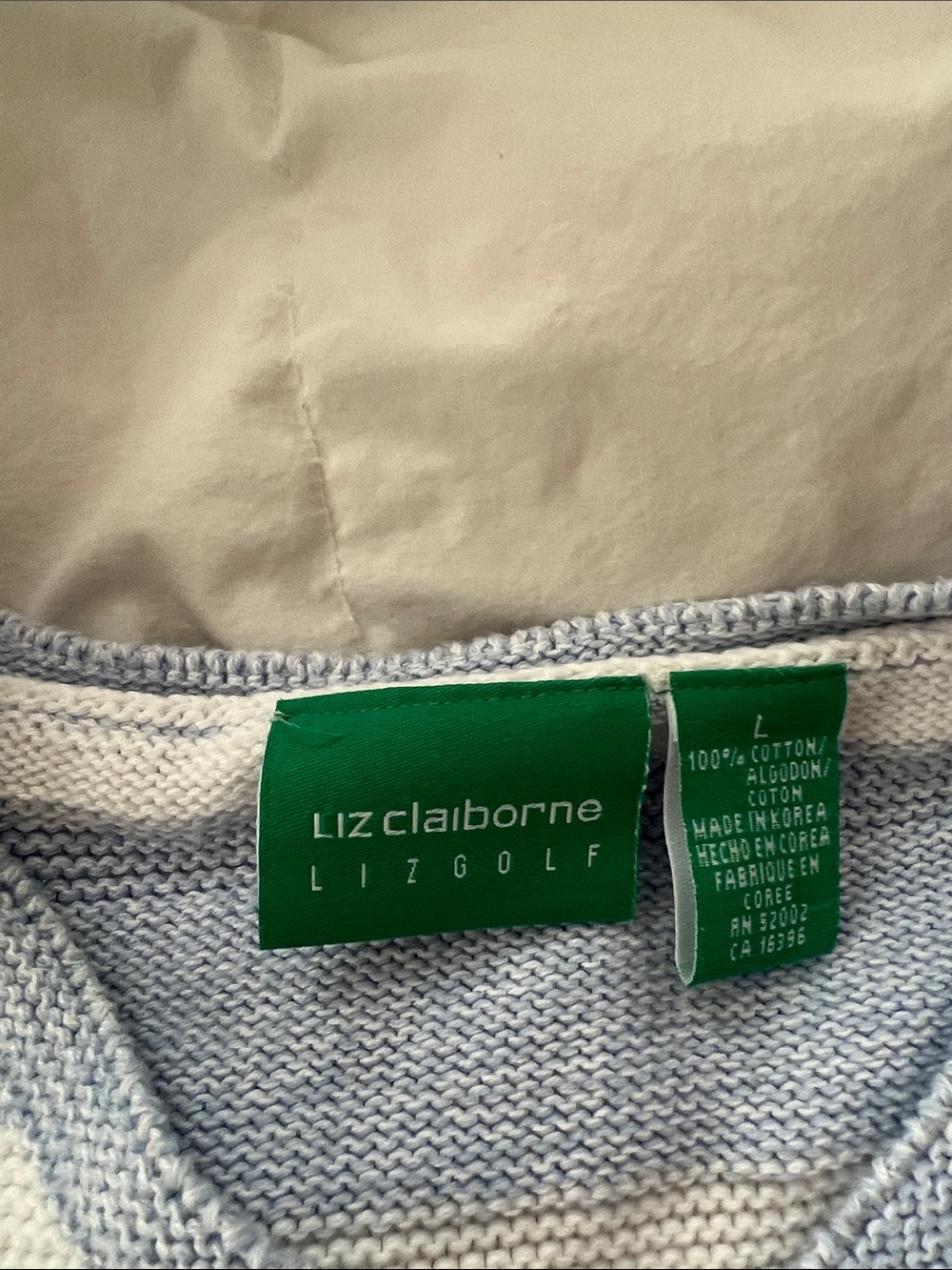 Liz Claiborne Light Blue & White Striped Knit Vest - Picture 2 of 3